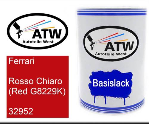 Ferrari, Rosso Chiaro (Red G8229K), 32952: 500ml Lackdose, von ATW Autoteile West.